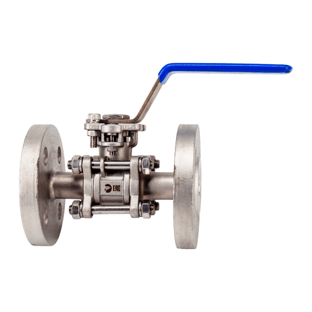 Кран шаровый фланцевый под привод нержавеющий (3PC), AISI304 DN15 (1/2'), (CF8), PN16