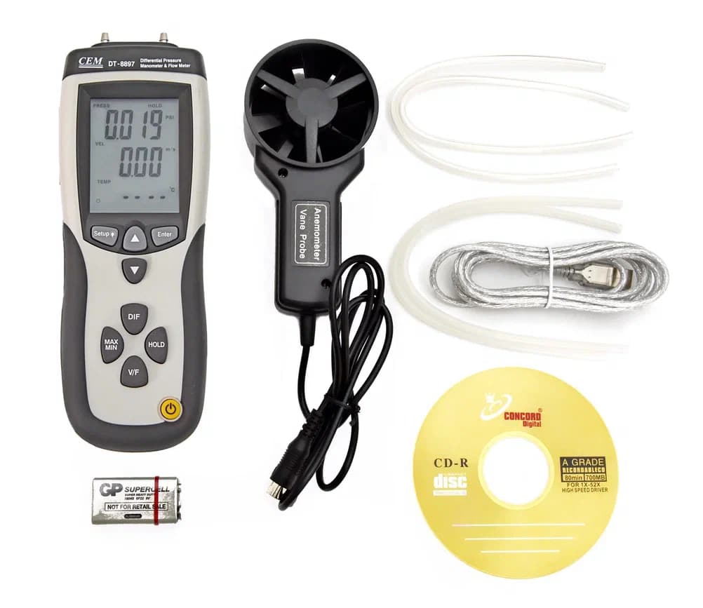 Манометр дифференциальный с функцией анемометра DT-8897