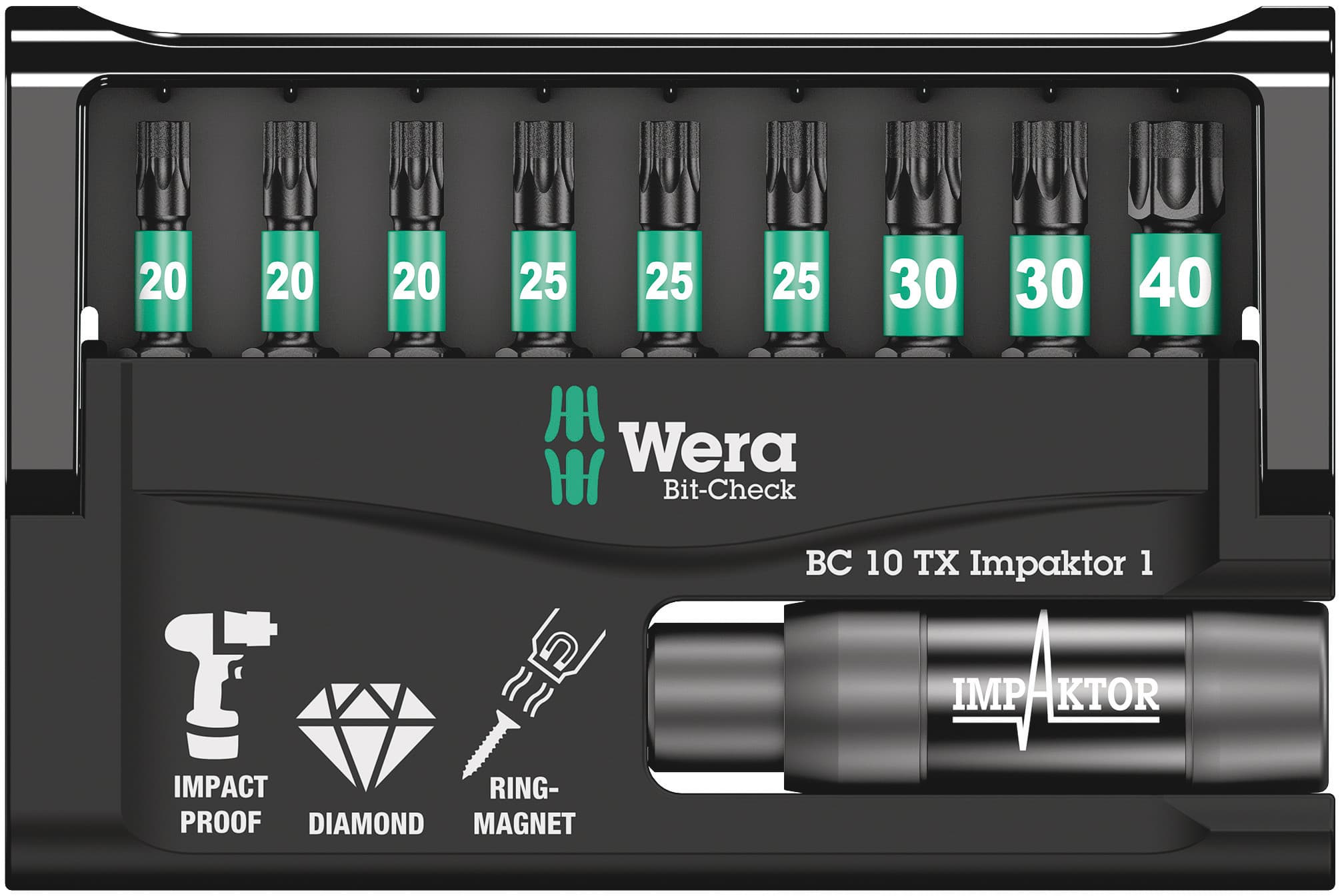 Набор ударных бит с битодержателем Bit-Check 10 TX Impaktor 1 10 предметов