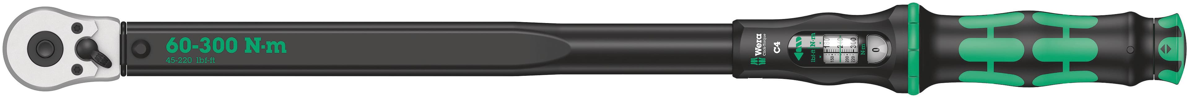 Ключ динамометрический с трещоткой с реверсом квадрат 1/2 DR 60-300 Нм погрешность ± 3% 595 мм. Click-Torque C 4