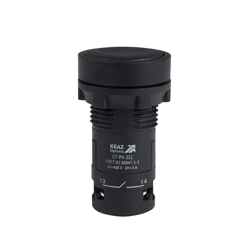 Кнопка с фиксацией OptiSignal Compact D22 C7-PH-211 черная 1НО+1НЗ XB7NH25