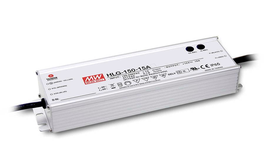 Источник питания AC-DC, 150Вт, IP67, вход 90-305В AC, 47-63Гц,127-431В DC, ККМ, выход 24В,6.3А, в кожухе, димминг 3 в 1