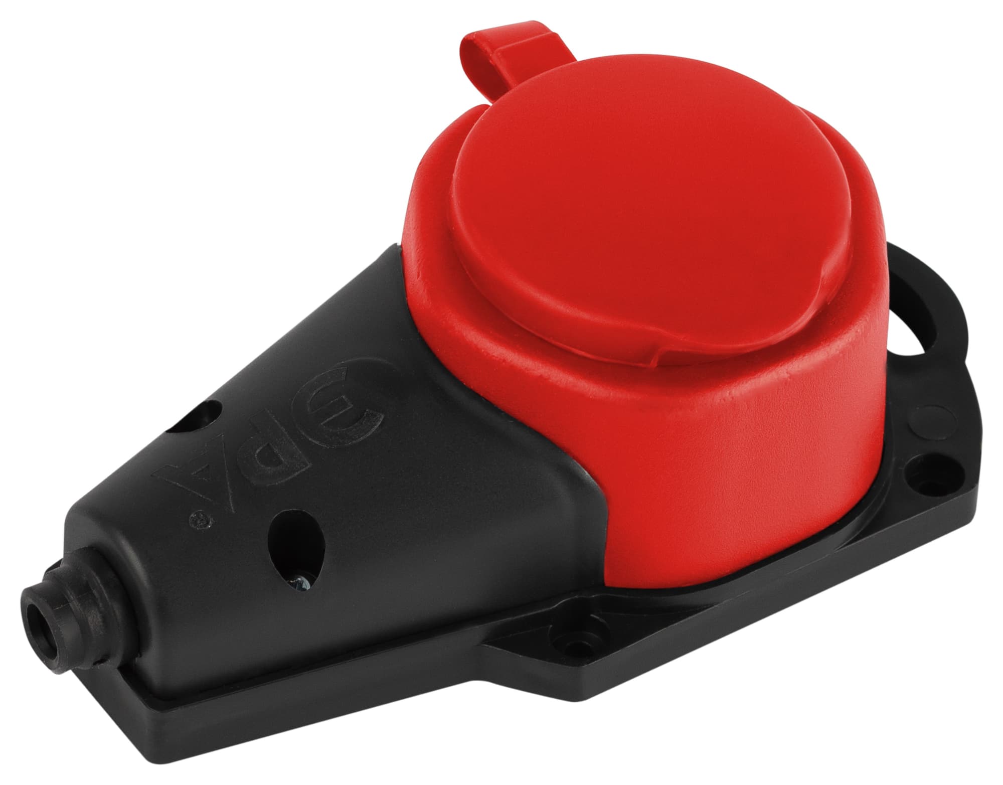 Колодка каучуковая с заземлением 1 розетка 16A IP44 красная KX-1e-RED-IP44