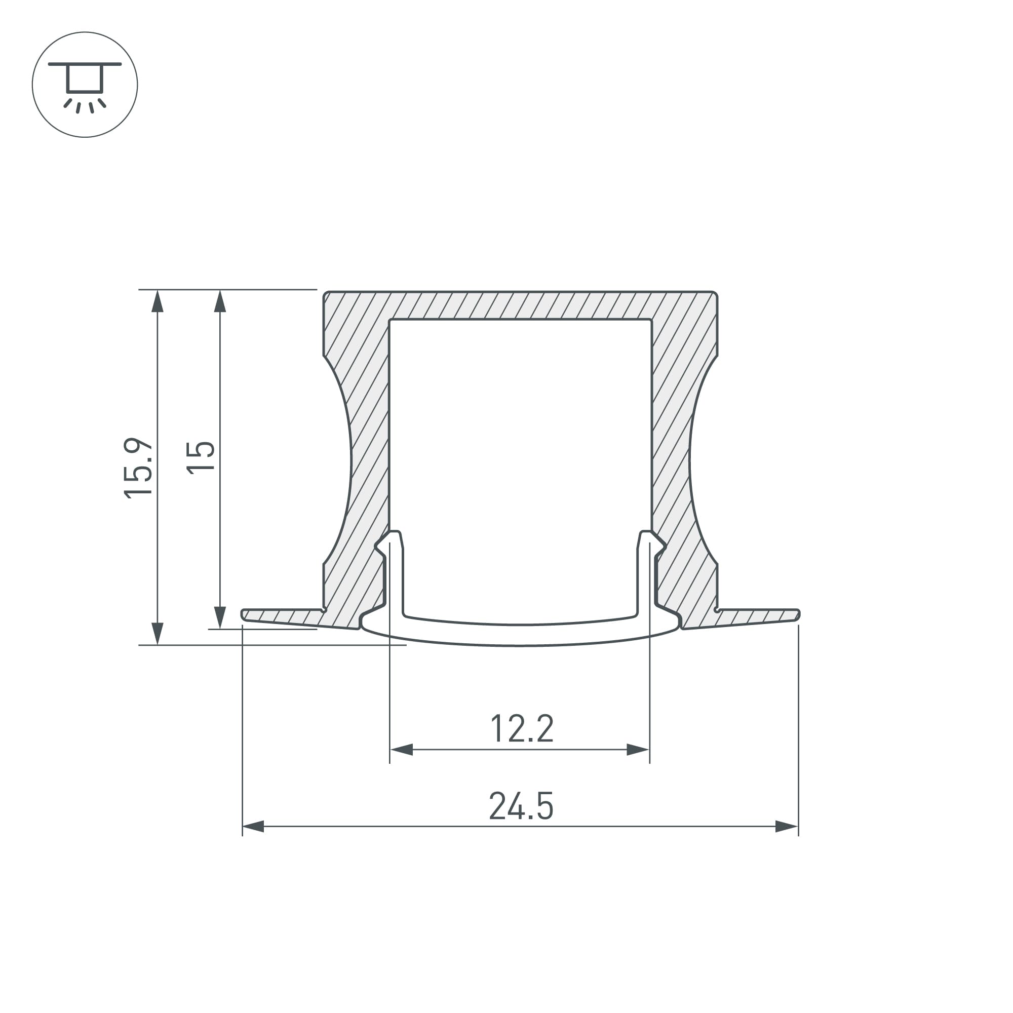 Профиль с экраном ALU-SLIM-H15-F-2000 ANOD+FROST (Алюминий)