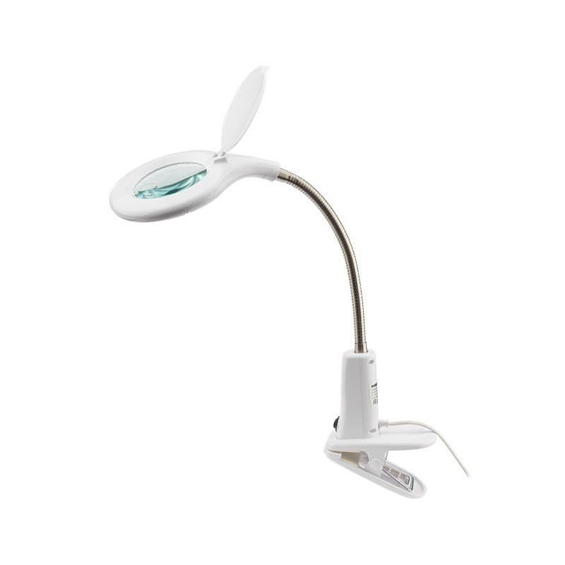 Лупа настольная 3D+12D 60 LED, прищепка, белая