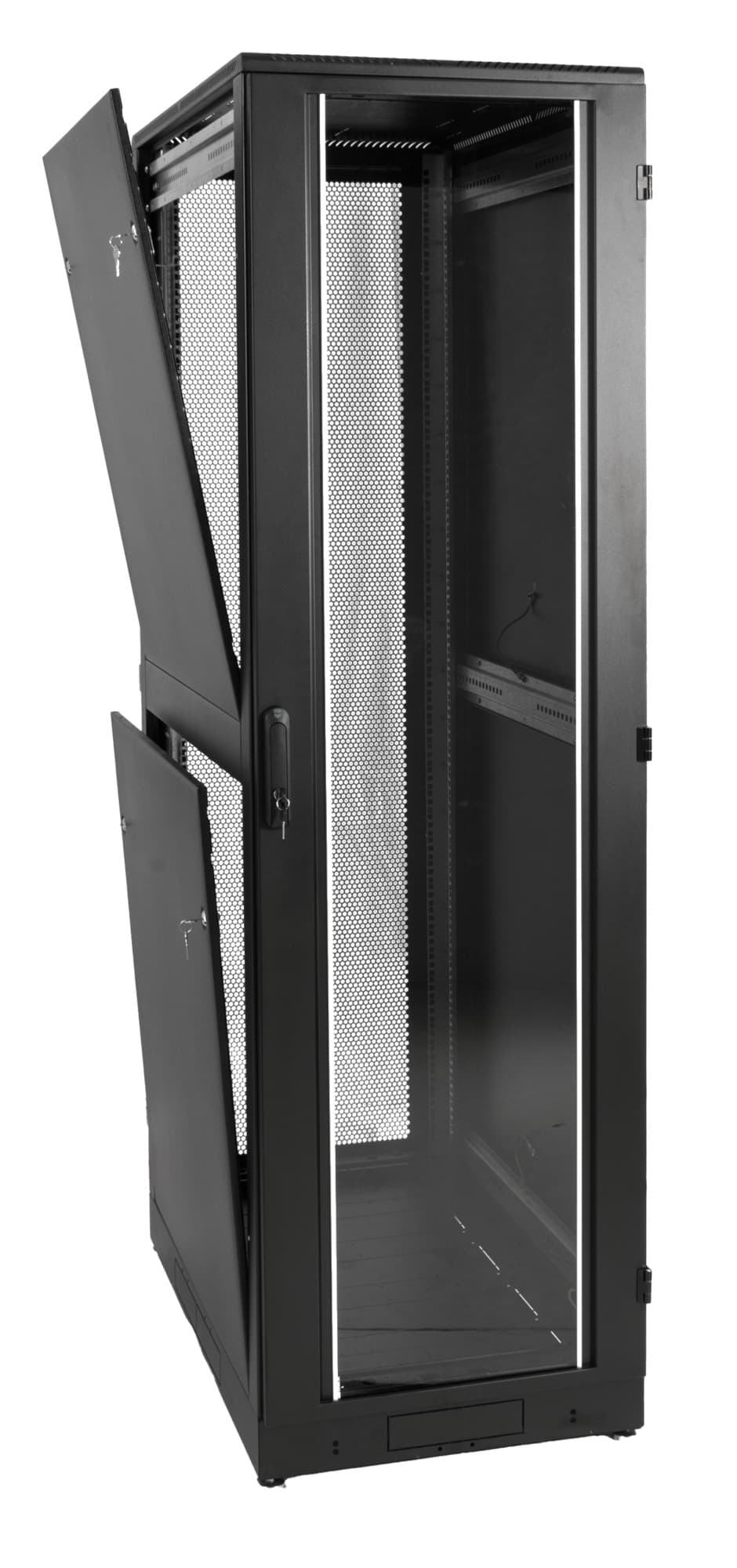 Шкаф телекоммуникационный напольный 42U (600x1000)дверь стекло, черн