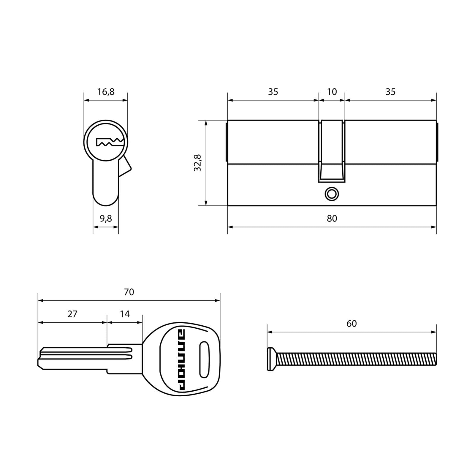 Цилиндровый механизм АЛЛЮР HD F 80-5К CP (40x40) хром