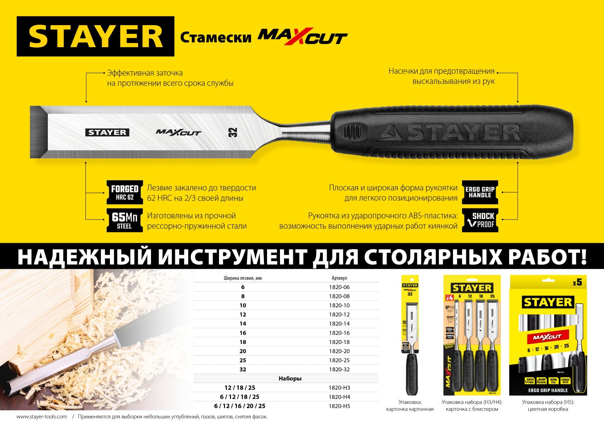 Набор стамесок Max-Cut 5 предм.,
