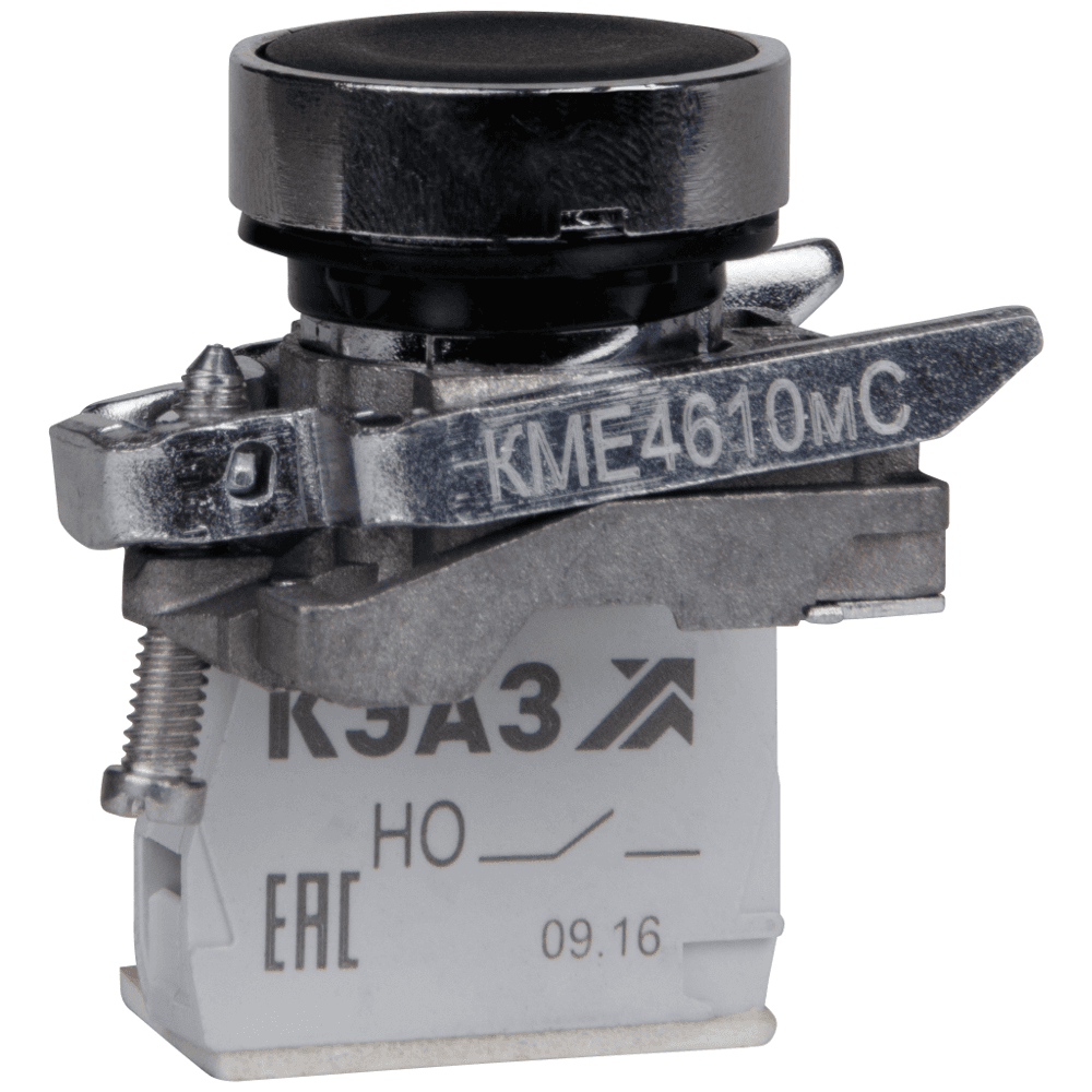 Кнопка КМЕ4501мС-черный-0но+1нз-цилиндр-IP54