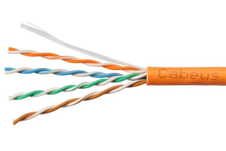 Витая пара UTP (U/UTP), категория 5e, 4 пары (24 AWG), одножильный, оранжевый, LSZH, нг(А)-HF, (25 м)