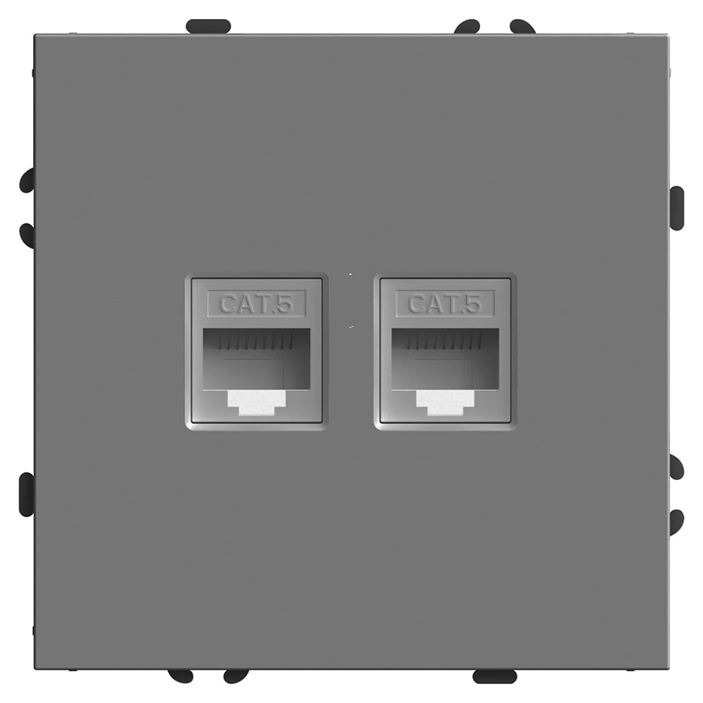 Розетка компьютерная 2-местная RJ-45 (механизм), серия Эмили платиново-серый soft touch STEKKER