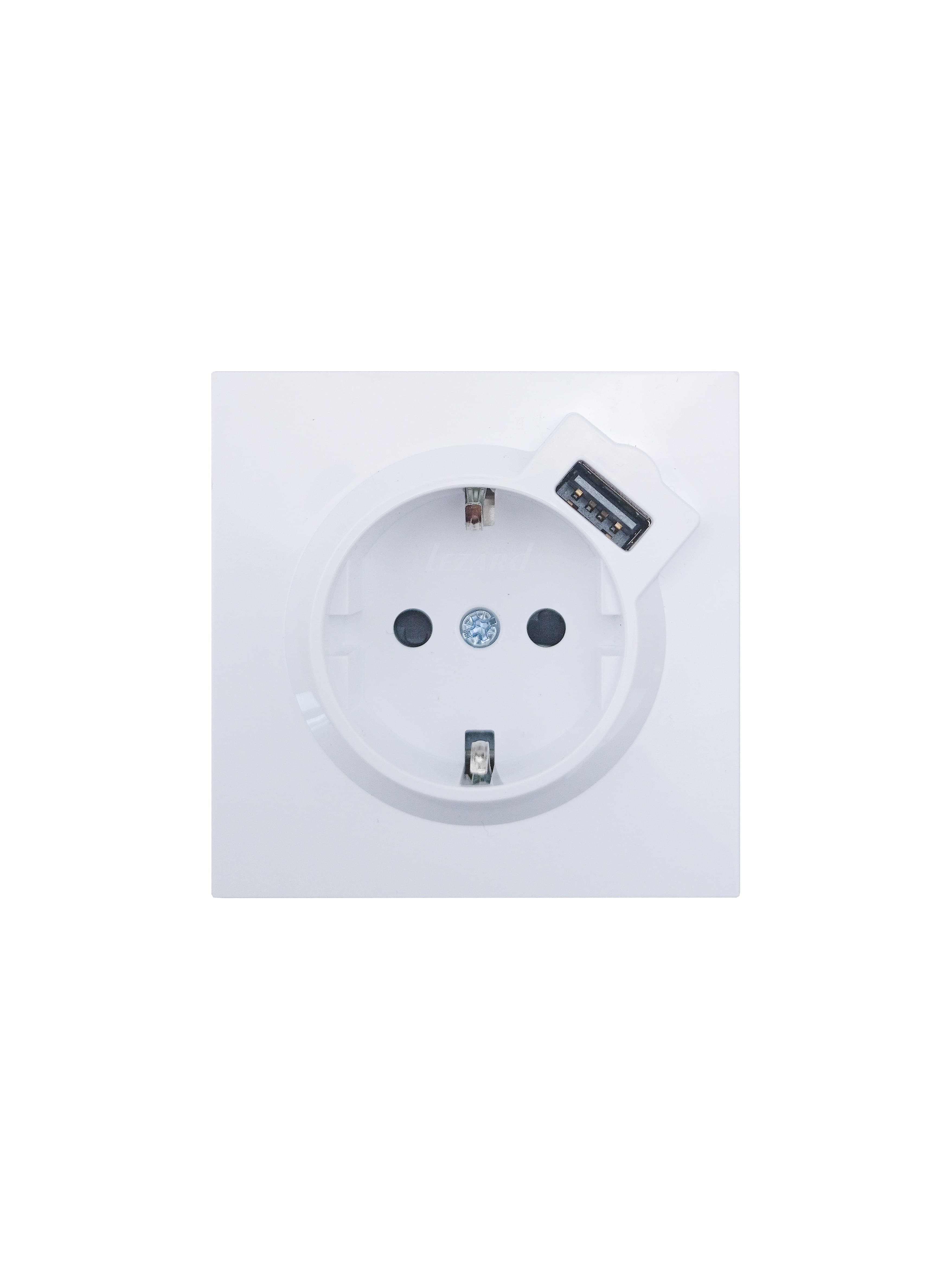 ZIMA Розетка с заземлением (16 А) + USB ,механизм, белая Lezard 704-0288-181