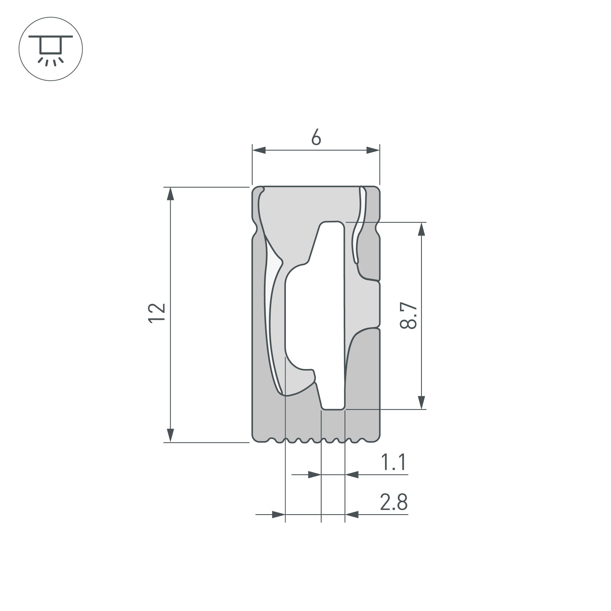 Профиль силиконовый WPH-FLEX-0612-SIDE-S8-5m BLACK (Силикон)