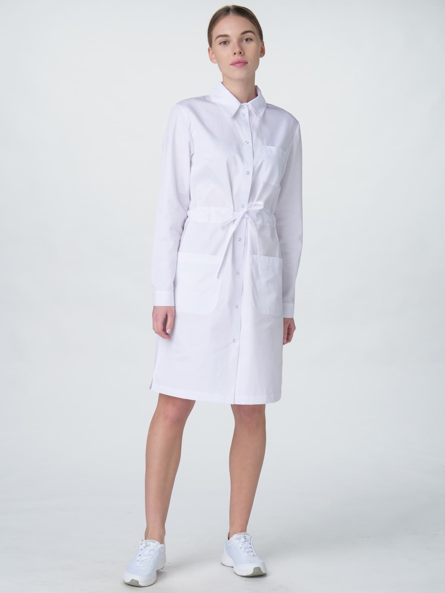Халат женский Сансара-001 (тк.Смесовая,160) MedLine, белый,60-62,158-164