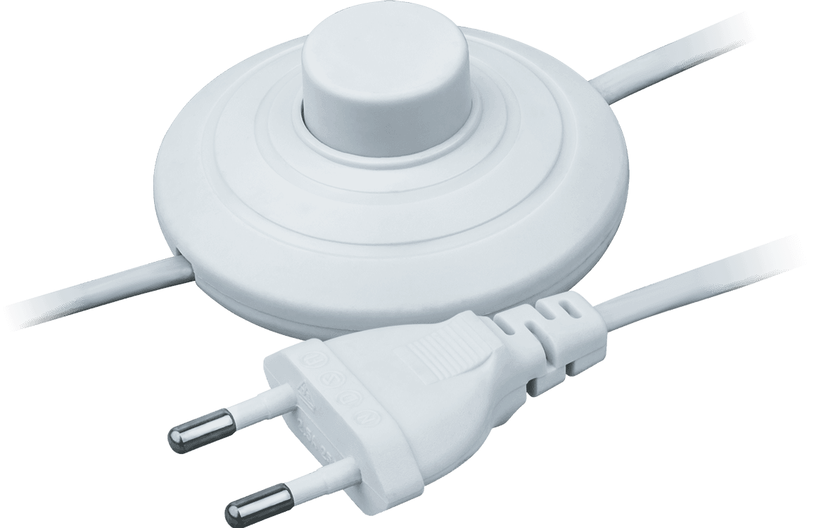 Шнур NPS-FS01-170-2x0.5WH 1.7м с выключателем белый