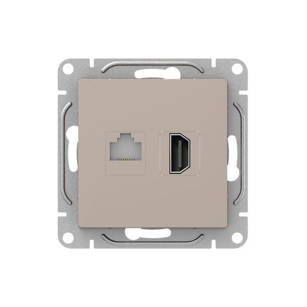 Механизм розетки HDMI+RJ45 (cat5)  кремовый Эпика EKF