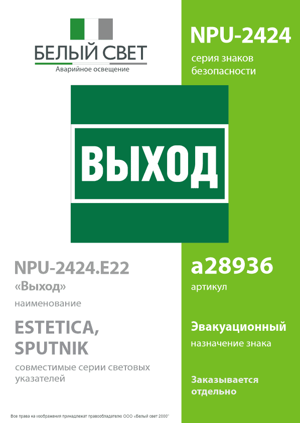 Знак безопасности NPU-2424.E22''Выход''