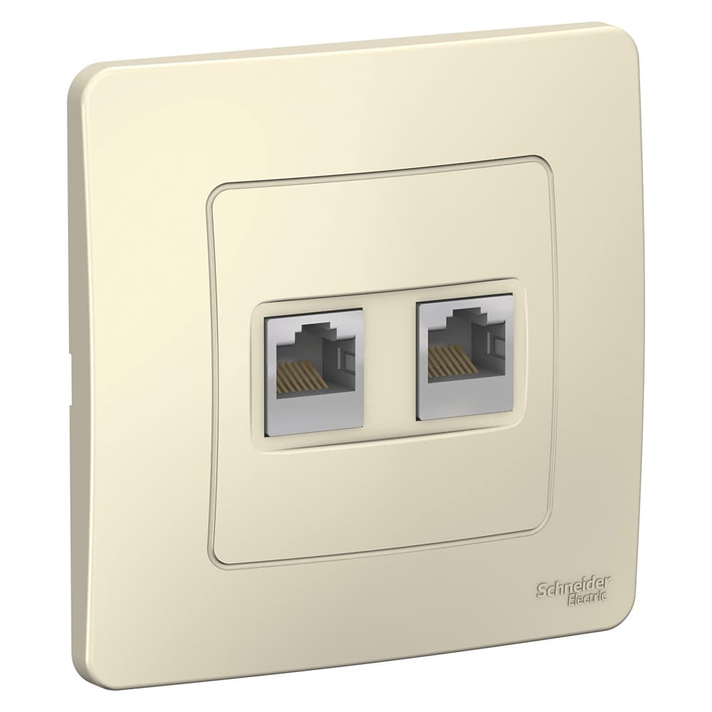 BLANCA скрытой установки розетка двойная компьютерная RJ45, молочный