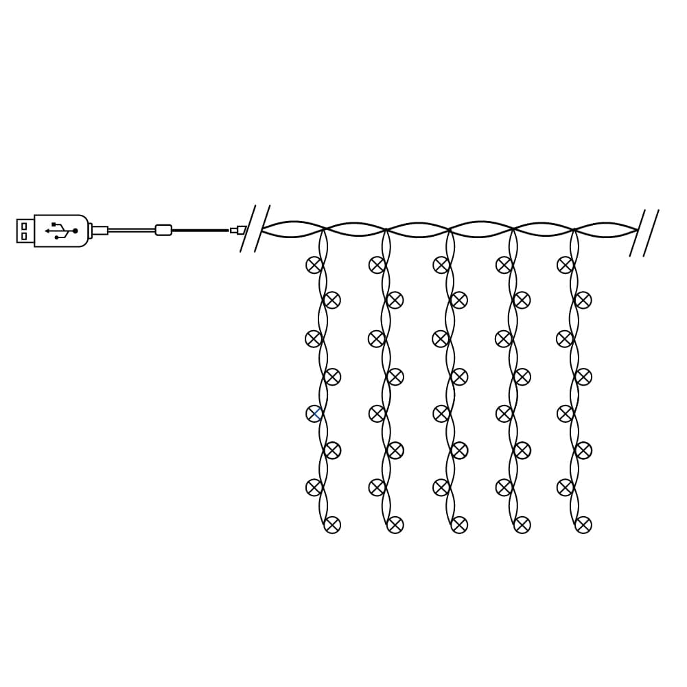 Гирлянда Занавес LED 5000К 3х3 м USB