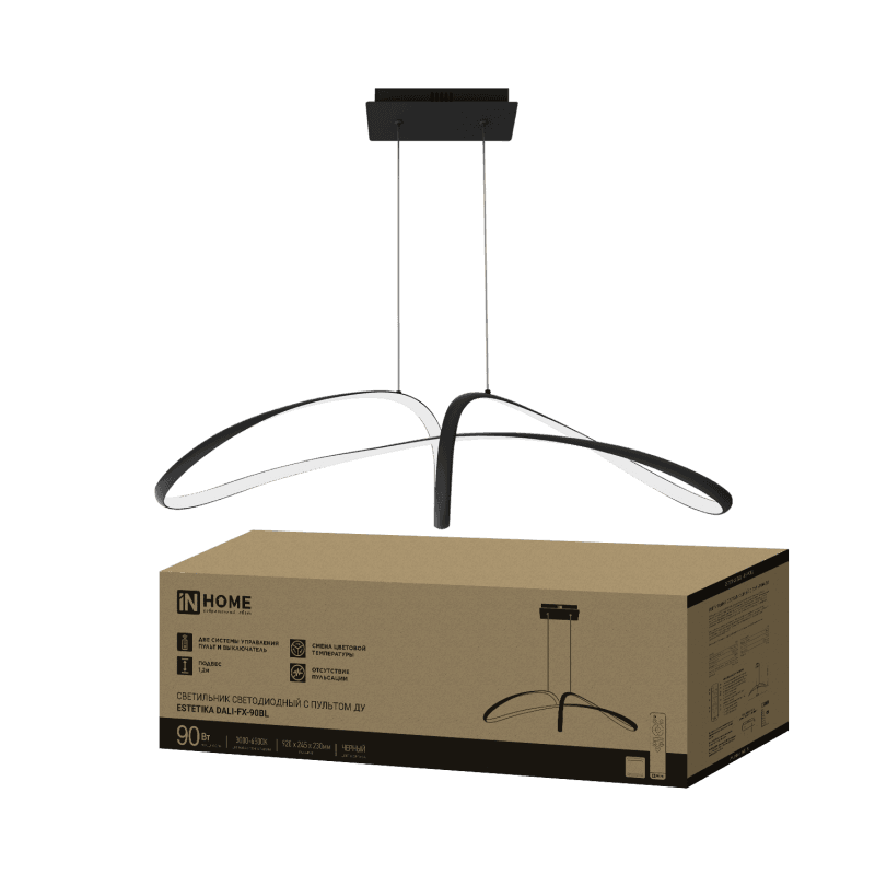 Светильник светодиодный ESTETIKA DALI-FX-90BL 90Вт 230В 3000-6500K 900х280x210мм 1.2м трос пульт ДУ черный IN HOME