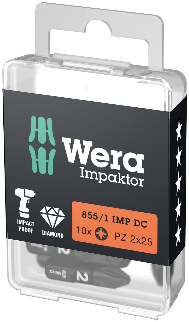 Бита ударная 855/1 IMP DC Impaktor PZ алмазное покрытие хвостовик 1/4 C 6.3 PZ 2X25 мм с держателем-еврослот