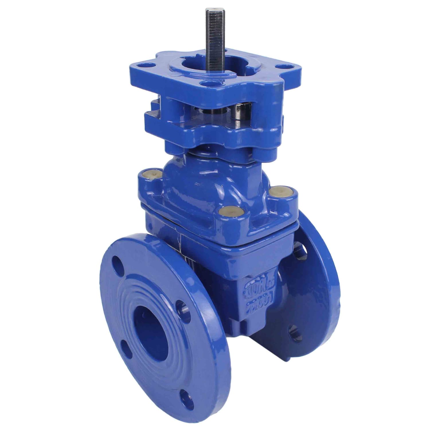 Задвижка клиновая 30ч939р GGG50-GGG50-EPDM-BLUE Ду50 Ру10/16, фланцевая, корпус чугун GGG50, уплотнение EPDM, c ОСТ-фланцем и квадратным штоком под электропривод, цвет синий