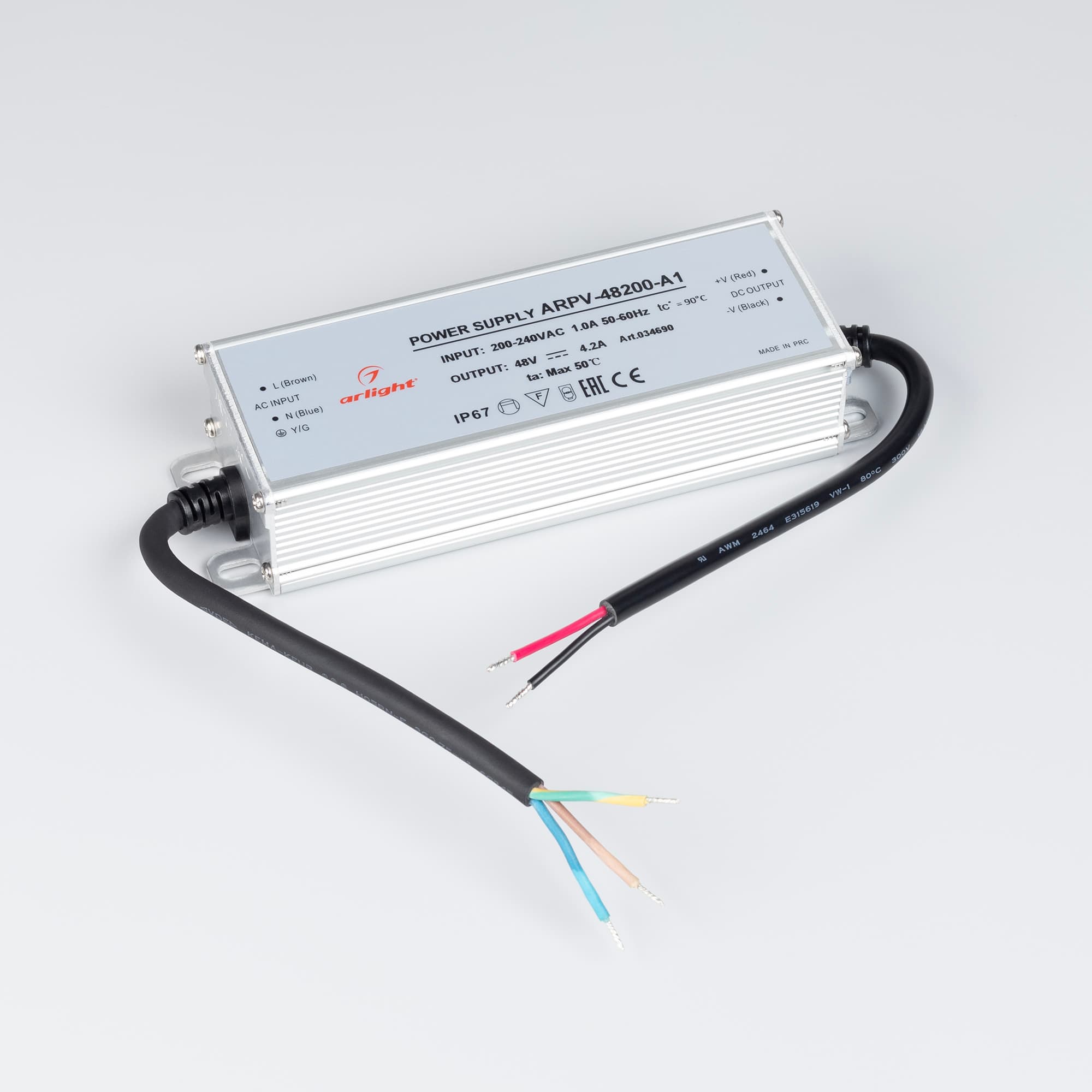 Блок питания ARPV-48200-A1 (48V, 4.2A, 200W) ( IP67 Металл, 3 года)