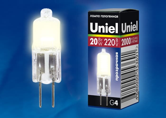 Лампа галогенная JC-220/20/G4 CL Картонная коробка