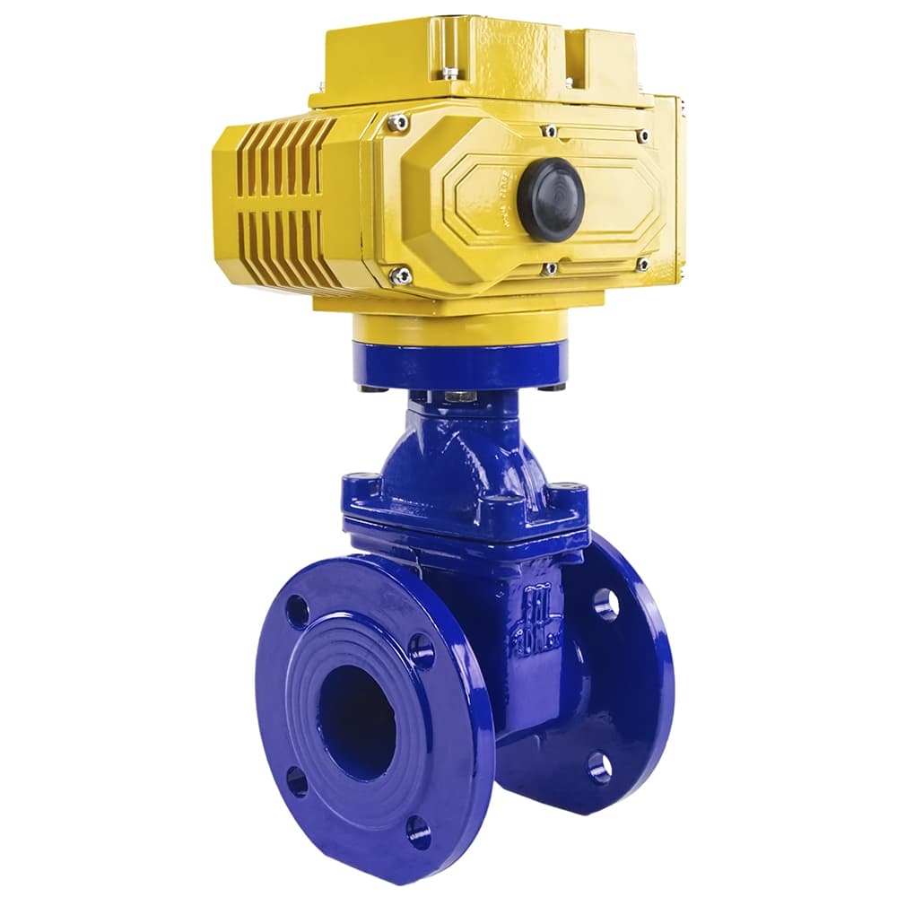 Задвижка клиновая 30ч939р с обрезиненным клином синяя GGG50-EPDM-F4-BLUE Ду65 Ру16 110-120 град. с электроприводом M50-220, 220 В