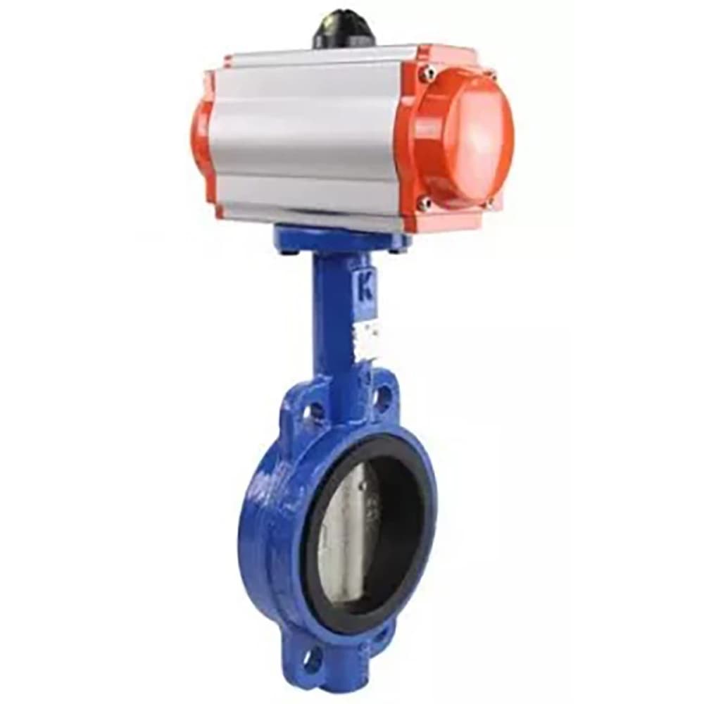 Затвор дисковый поворотный для абразивных сред QT450-316-EPDM-2W-Fb-H Ду50 Ру16, корпус чугун QT450, диск нержавеющая сталь 316L, уплотнение EPDM, с пневмоприводом DA-052