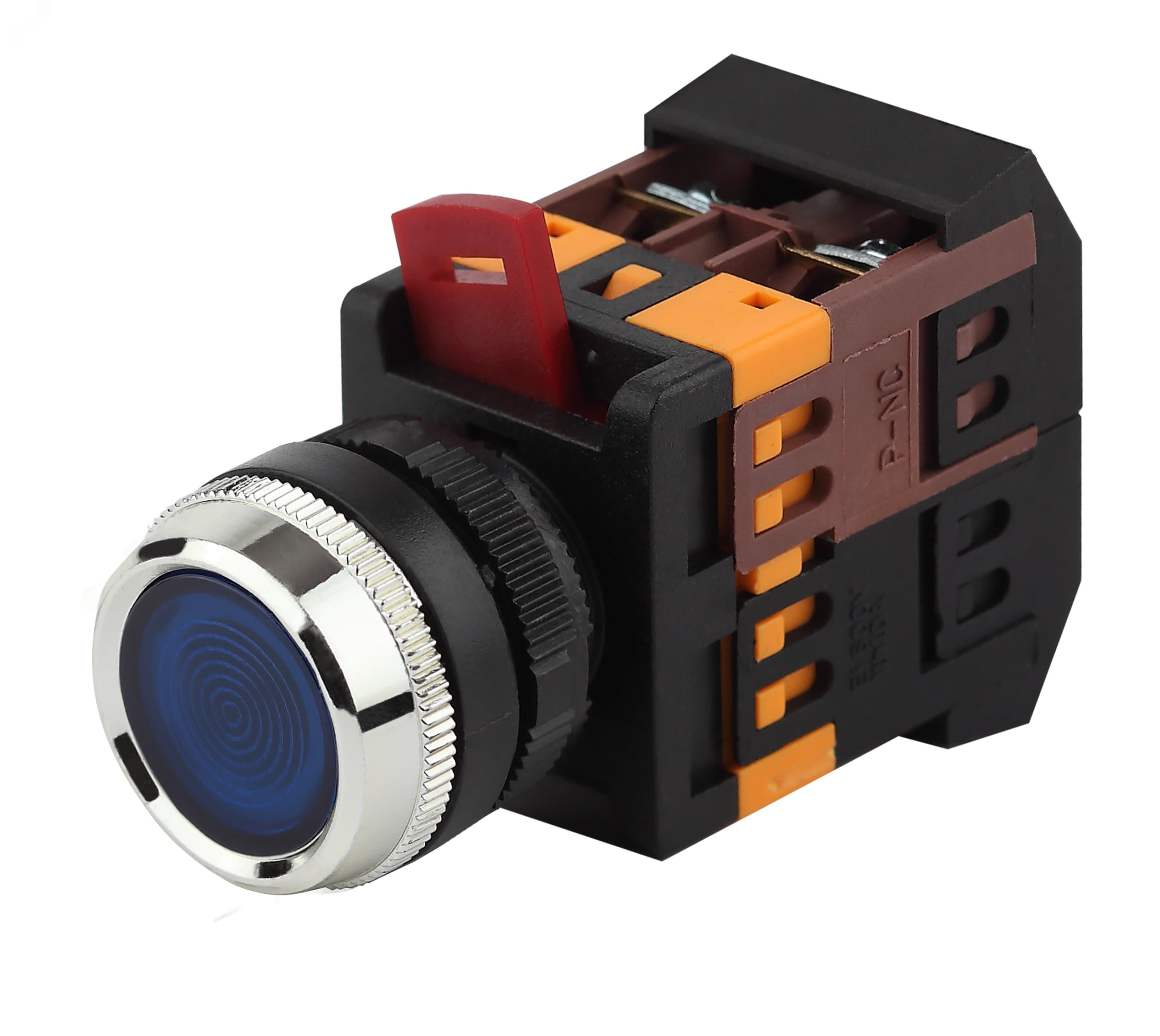 Кнопка ABLFS-22 синий d22мм неон/240В 1з+1р
