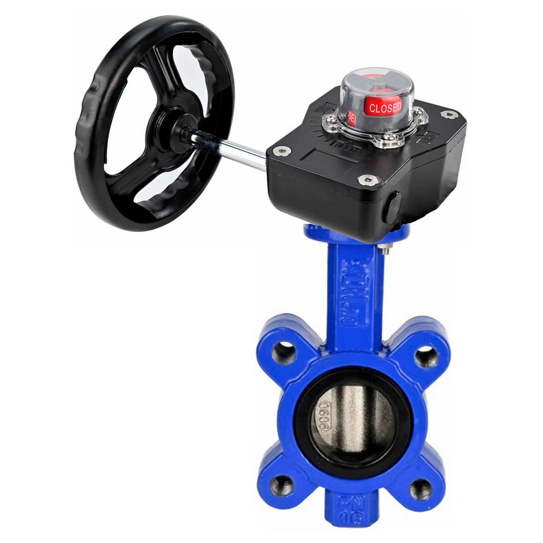 Затвор дисковый поворотный QT450-QT450-NBR-2W-Fb-H Ду65 Ру16 межфланцевый, корпус чугун QT450, диск чугун QT450, уплотнение NBR, с редуктором HGB-1