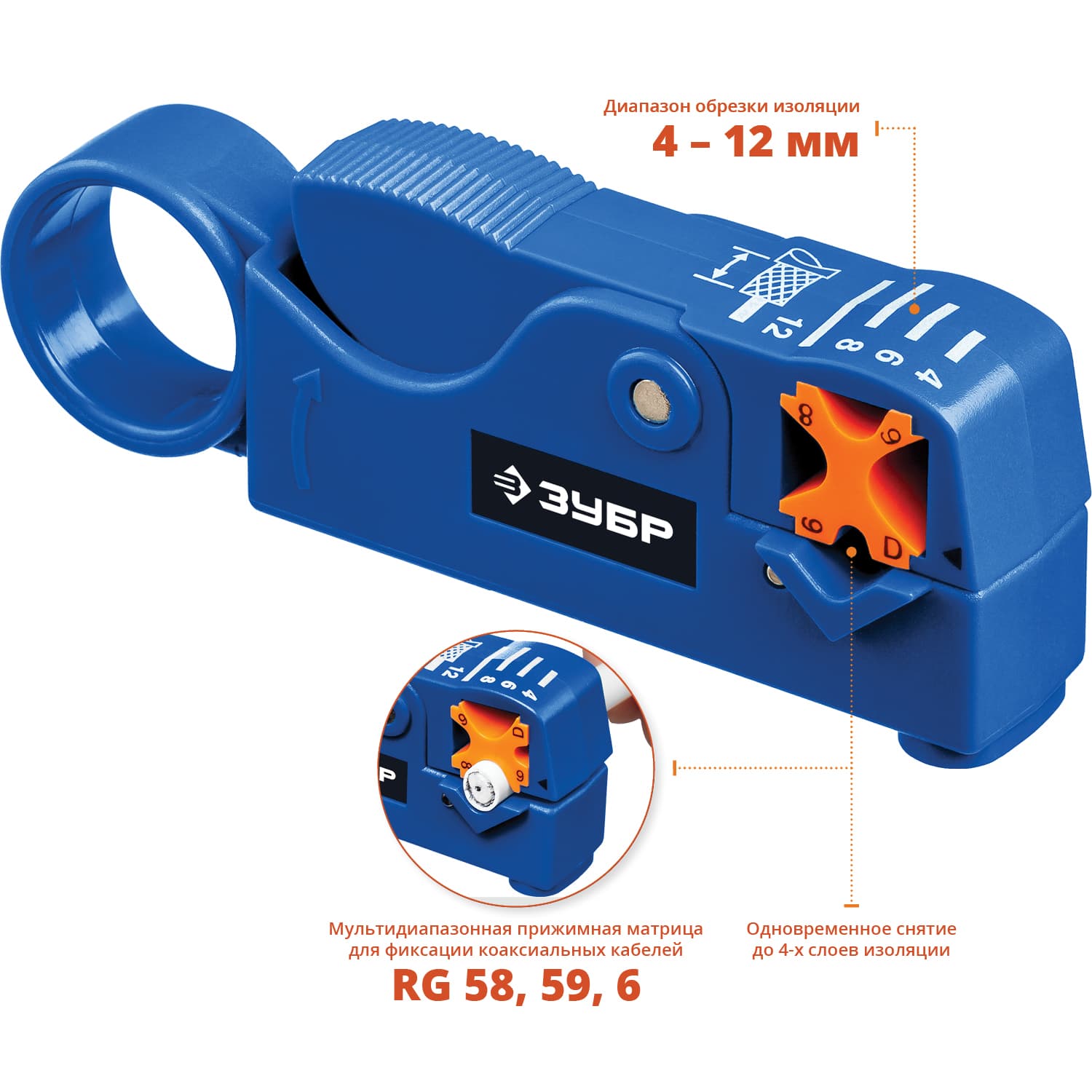 Стриппер коаксиальных кабелей, RG58/RG59/RG6, Профессионал, COAX-3