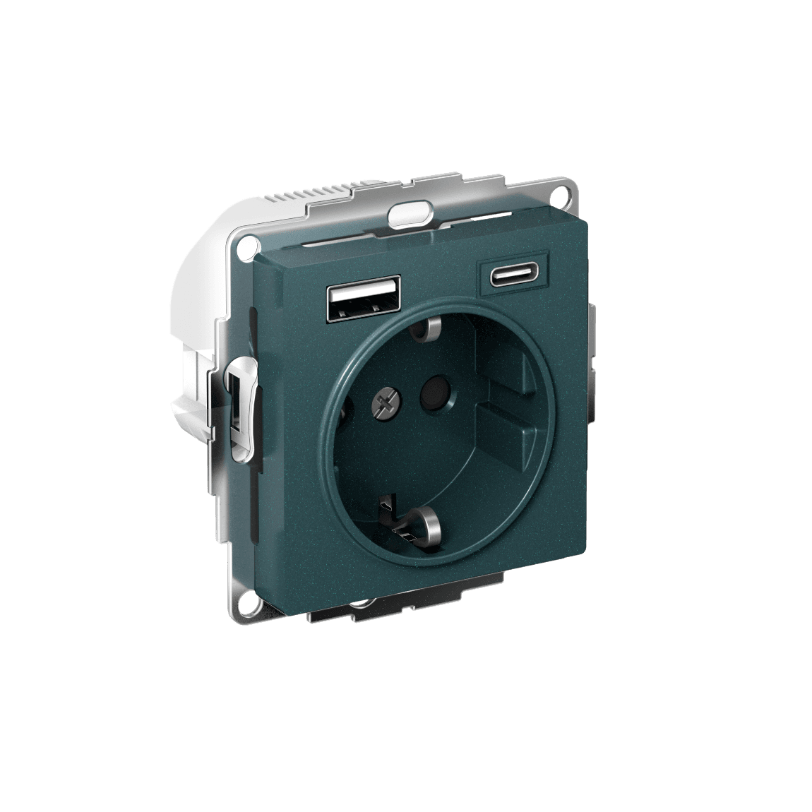 ATLASDESIGN РОЗЕТКА 16А c 2 USB A+C, 5В/2,4А/3,0А, 2х5В/1,5А, механизм, ИЗУМРУД