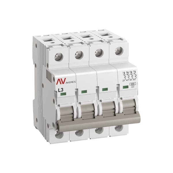 Выключатель автоматический AV-6 4P 3A (L) 6kA AVERES