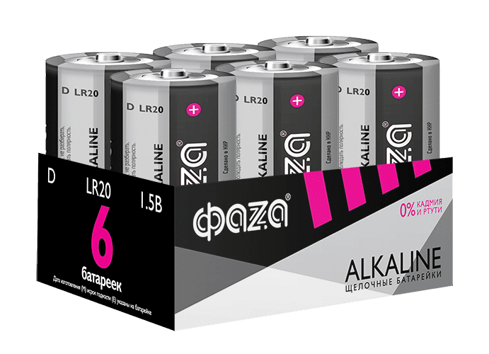 Элемент питания LR20 ФАZА Super Alkaline 6шт