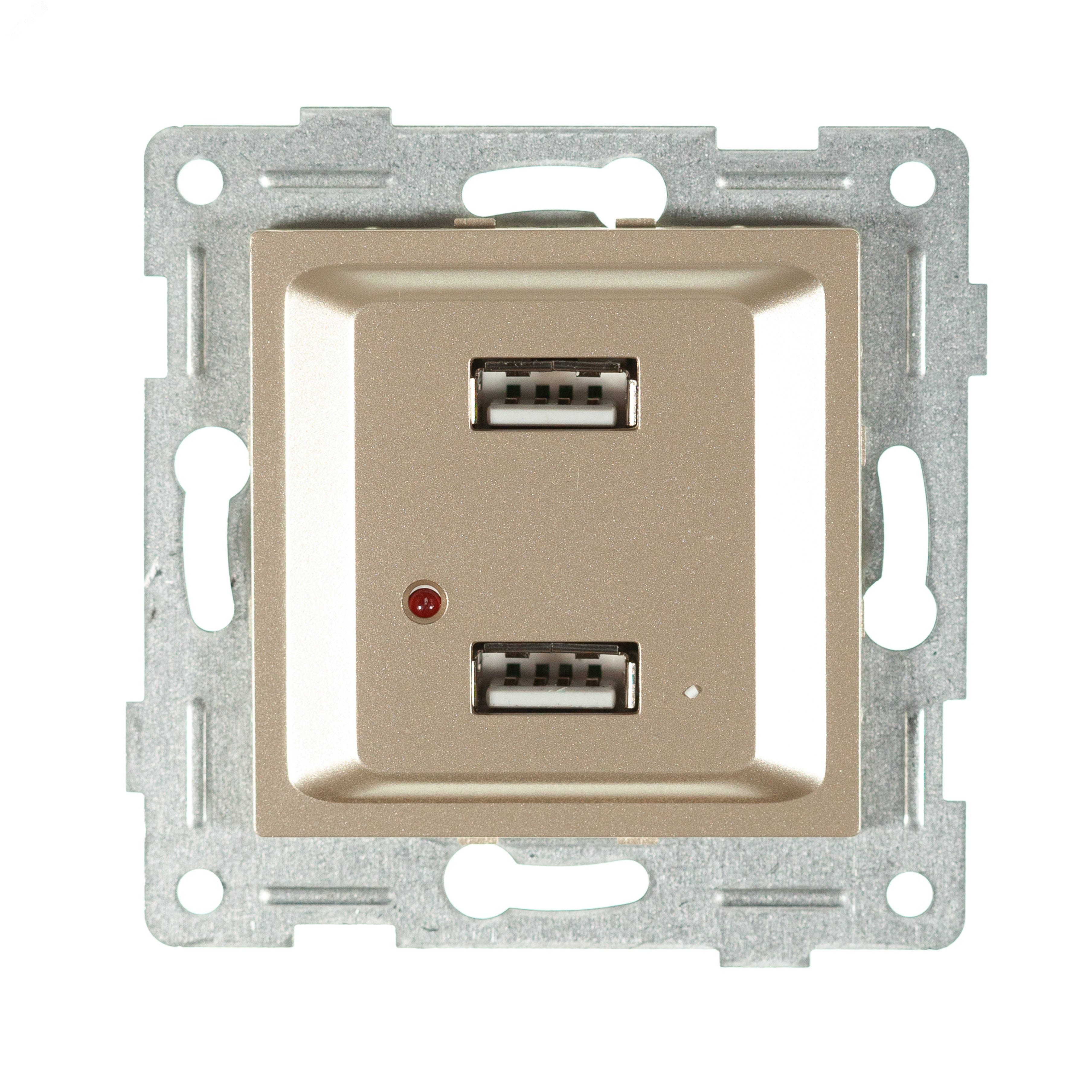 Розетка USB Ugra, механизм, шампань