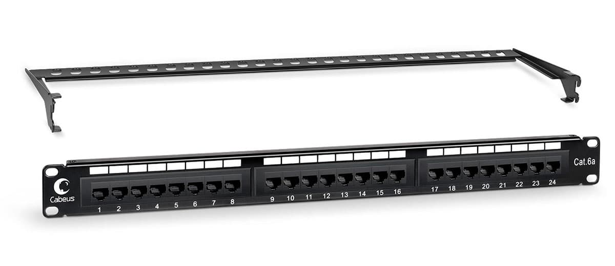 Патч-панель IDC 19' (1U), 24 порта RJ-45, категория 6a, Dual IDC, с задним кабельным организатором