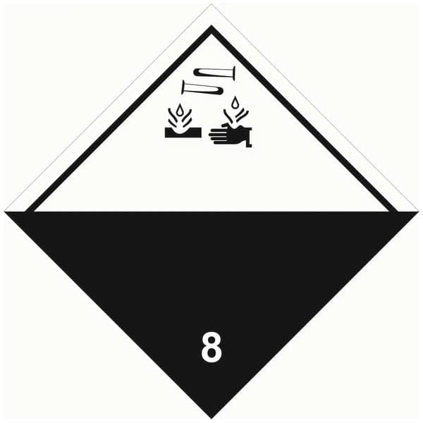 Знак для маркировки опасных грузов ''Кл.8'' 250х250 мм, пленка самоклеящаяся ГОСТ 19433-88