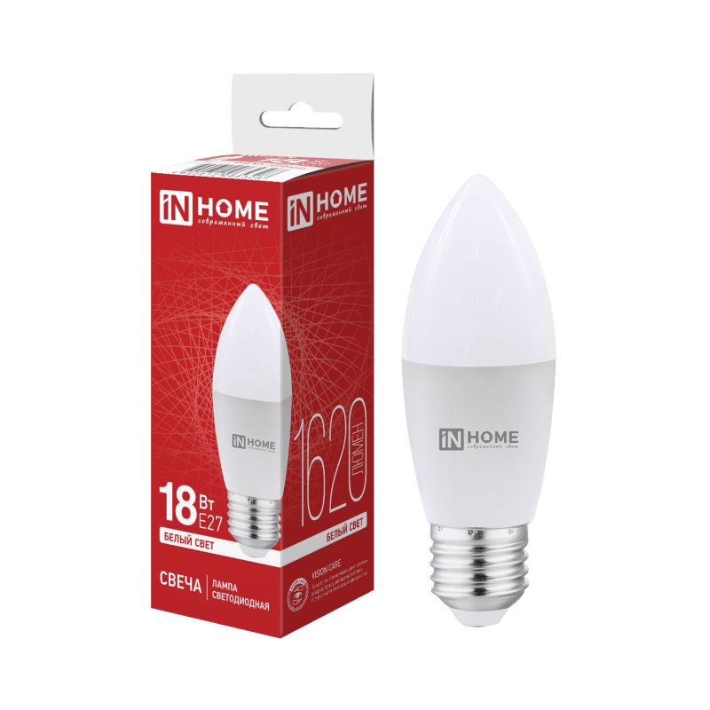 Лампа светодиодная LED-СВЕЧА-VC 18Вт 230В E27 4000K 1620Лм IN HOME