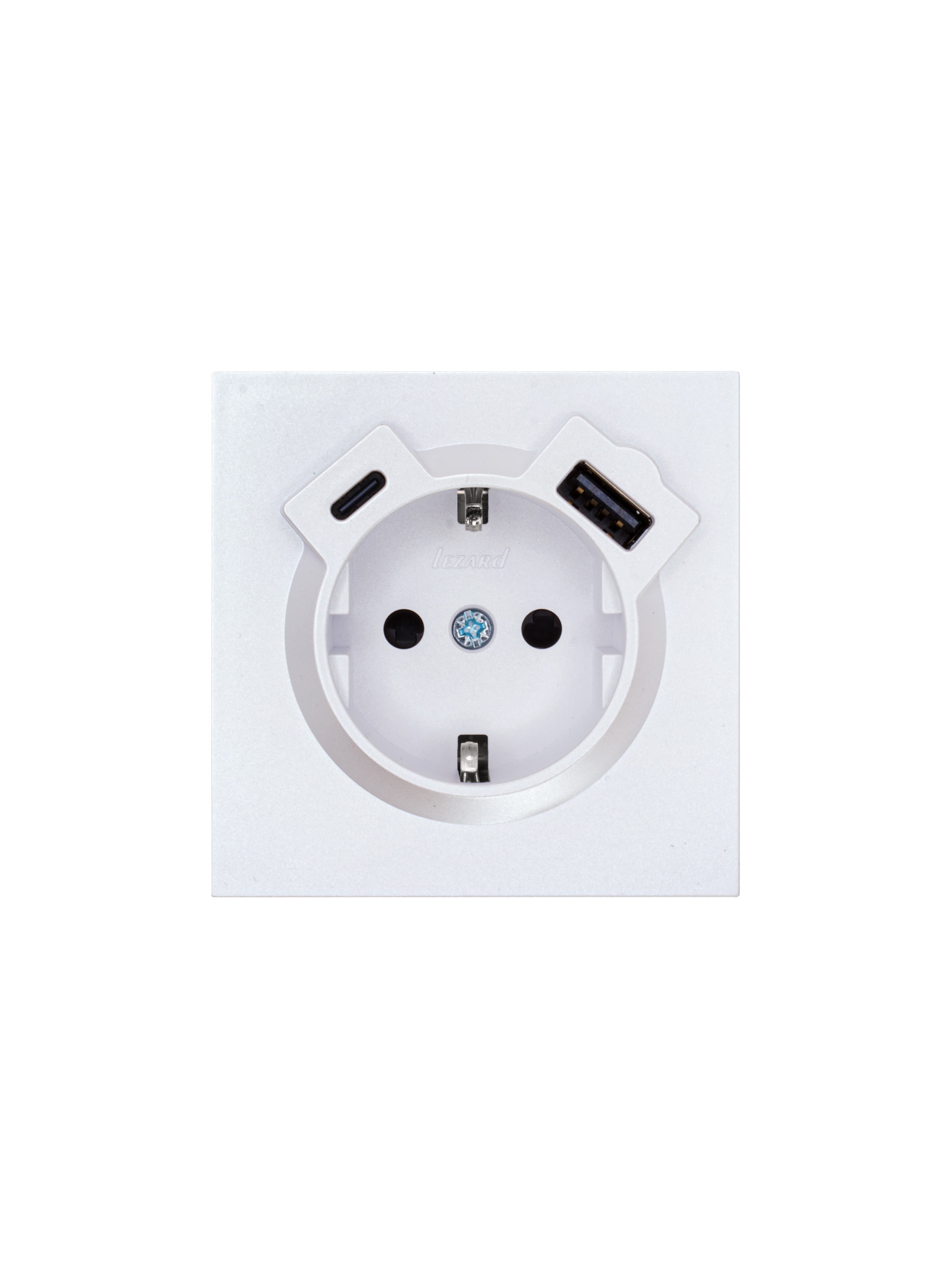 ZIMA Розетка с заземлением (16 А) + TC + USB ,механизм, белая искра матовая