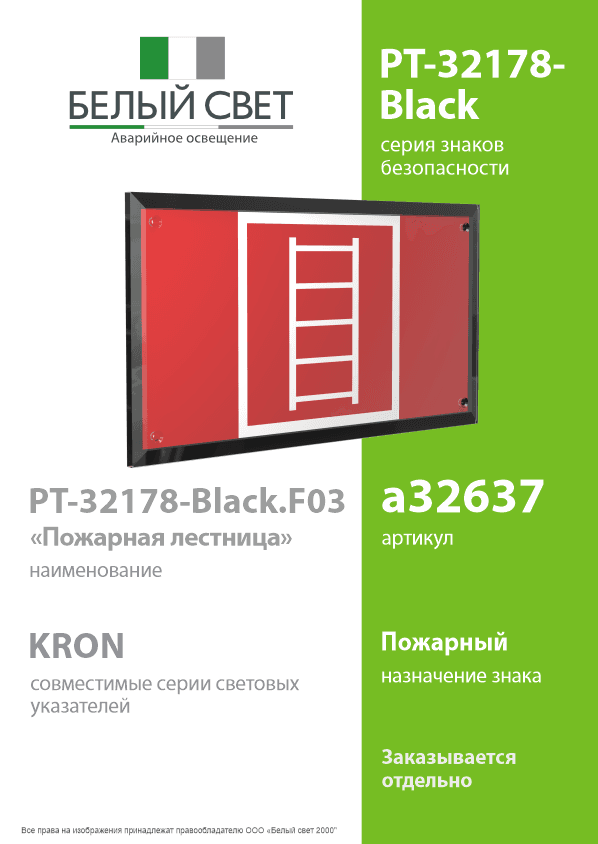 Знак безопасности PT-32178-Black.F03''Пожарная лестница''