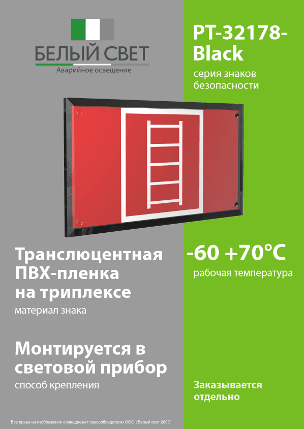 Знак безопасности PT-32178-Black.F03''Пожарная лестница''