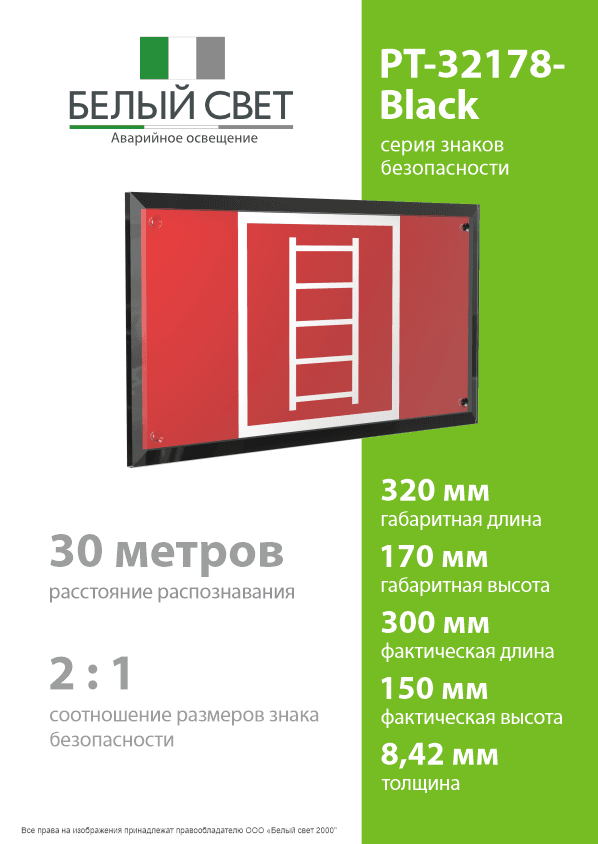 Знак безопасности PT-32178-Black.F03''Пожарная лестница''