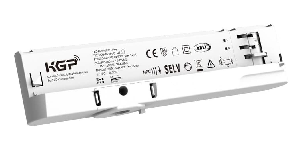 Блок питания для трековых систем ARJ-TR-42-PFC-DALI2-PD-NFC-WH (42W, 10-42V, 0.3-1.05 A, 4TR) (ARL, IP20, пластик, 5 лет)