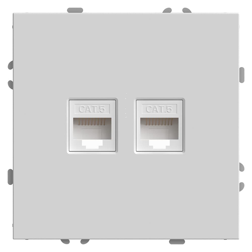 Розетка компьютерная 2-местная RJ-45 (механизм), серия Эмили, белый фарфор, soft touch