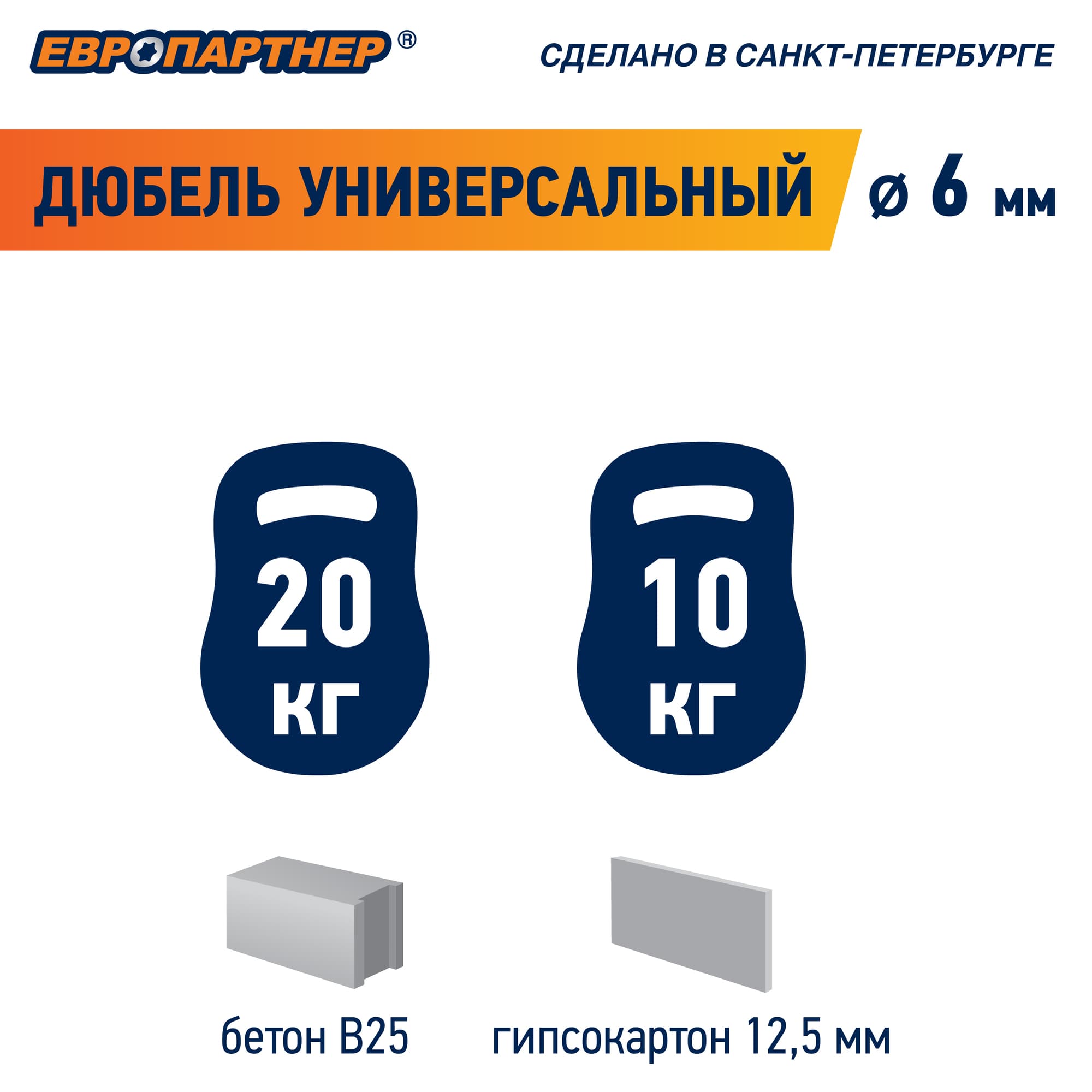 Дюбель универсальный 6х30 нейлон (400 шт)