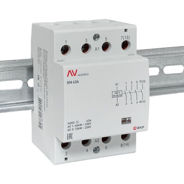 Контактор модульный КМ 63А 4NO 230VAC (3 мод.) AVERES