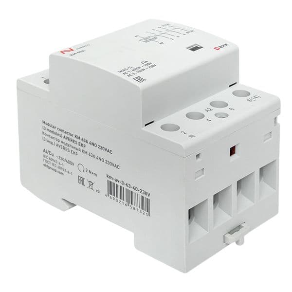 Контактор модульный КМ 63А 4NO 230VAC (3 мод.) AVERES