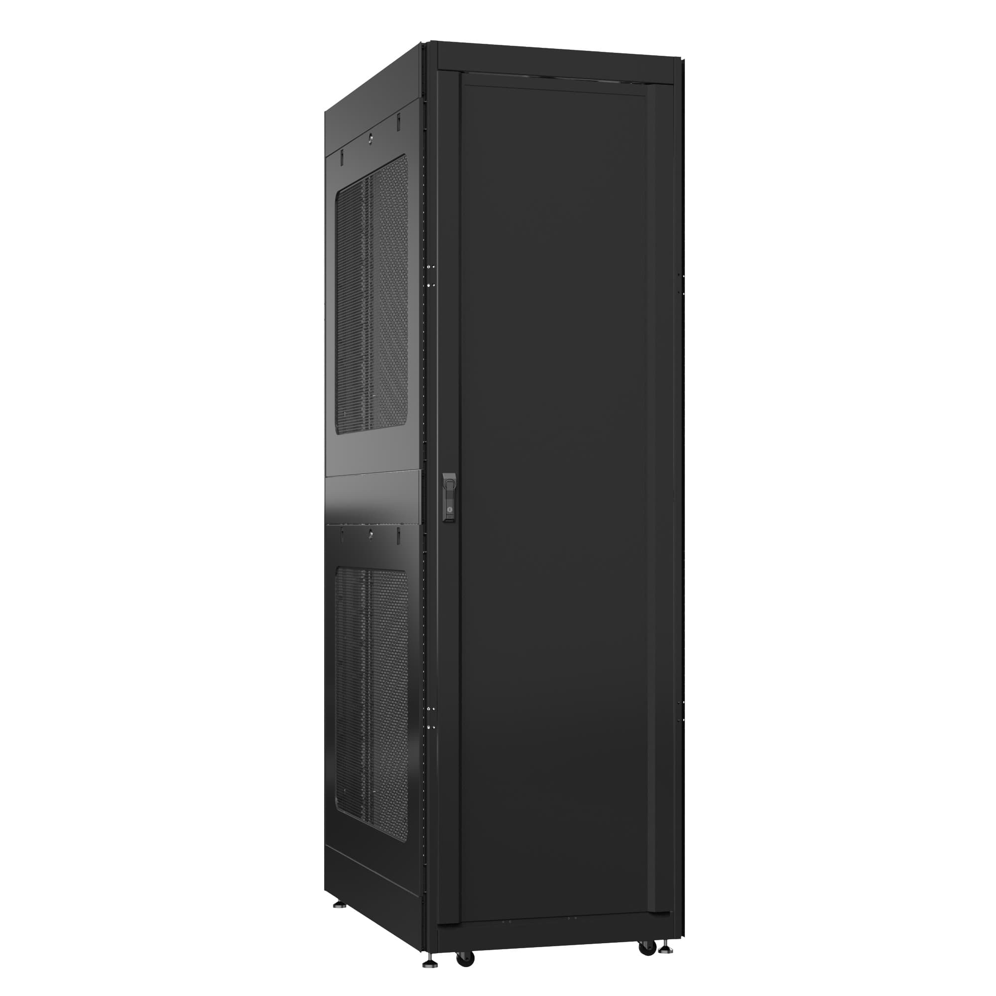 Шкаф серверный 42U 800х1200 передняя дверь: одностворчатая глухой металл IP51. задняя дверь: двустворчатая глухой металл IP51. боковые панели: перфорированные. цвет: черный RAL9005 